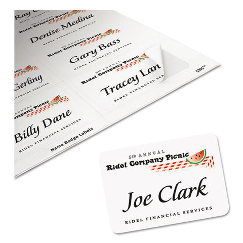 Flexible Adhesive Name Badge Labels, 3.38 X 2.33, White, 400-box