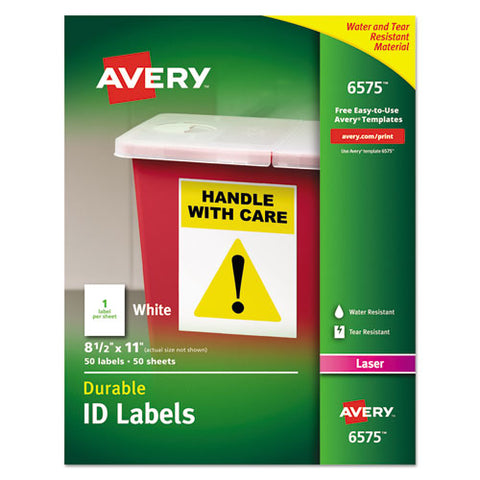 Durable Permanent Id Labels With Trueblock Technology, Laser Printers, 8.5 X 11, White, 50-pack