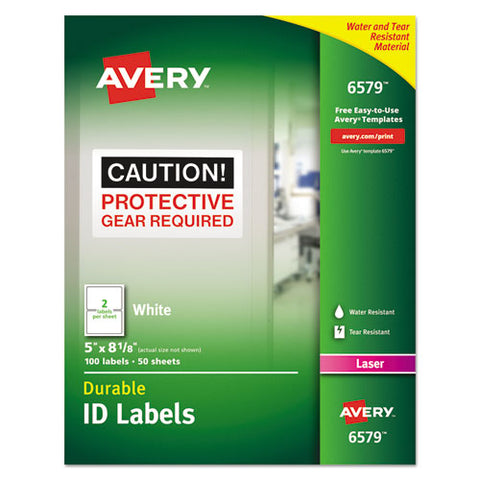 Durable Permanent Id Labels With Trueblock Technology, Laser Printers, 5 X 8.13, White, 2-sheet, 50 Sheets-pack