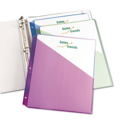 Binder Pockets, 3-hole Punched, 9 1-4 X 11, Assorted Colors, 5-pack
