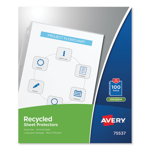 Top-load Recycled Polypropylene Sheet Protector, Semi-clear, 100-box
