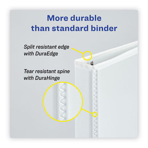 Heavy-duty Non Stick View Binder With Durahinge And Slant Rings, 3 Rings, 0.5" Capacity, 11 X 8.5, White, 4-pack