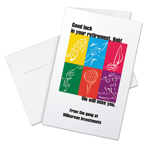 Half-fold Greeting Cards, Inkjet, 5 1-2 X 8.5, Matte White, 30-box W-envelopes