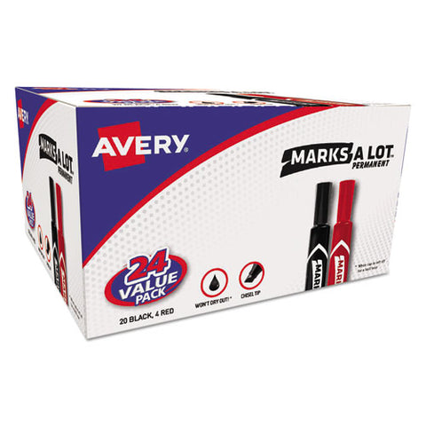 Marks A Lot Regular Desk-style Permanent Marker Value Pack, Broad Chisel Tip, Assorted Colors, 24-pack