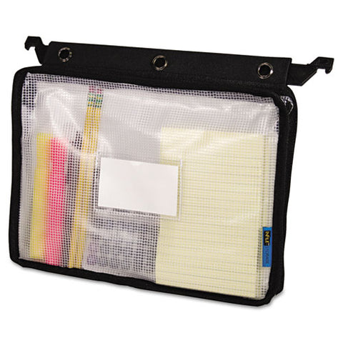 Expanding Zipper Pouch, 13 X 9 1-4, Clear-black