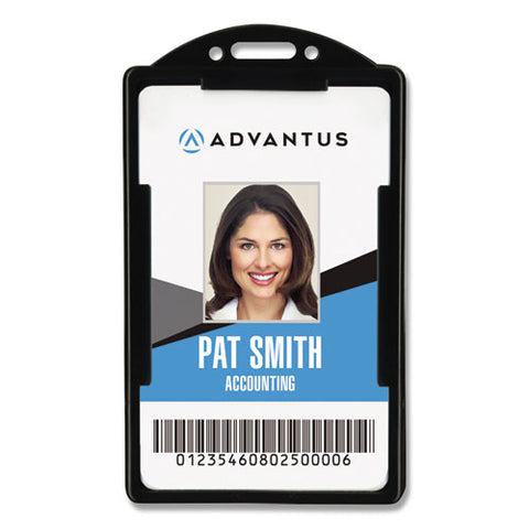 Vertical Id Card Holders, 2.38 X 3.68, Black, 25-pack