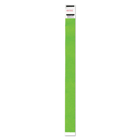 Crowd Management Wristband, Sequential Numbers, 9 3-4 X 3-4, Neon Green, 500-pk
