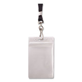 Resealable Id Badge Holder, Lanyard, Vertical, 3.68 X 5, Clear, 20-pack