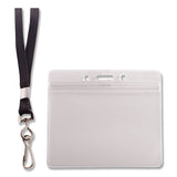 Resealable Id Badge Holder, Lanyard, Horizontal, 4.13 X 3.75, Clear, 20-pack