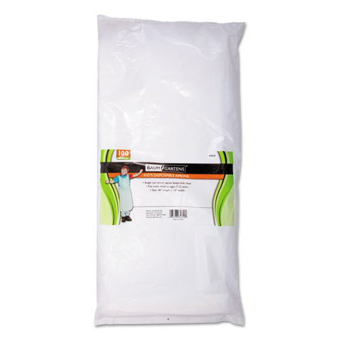 Disposable Apron, Polypropylene, One Size Fits All, White, 100-pack