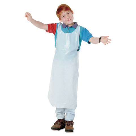 Disposable Apron, Polypropylene, One Size Fits All, White, 100-pack