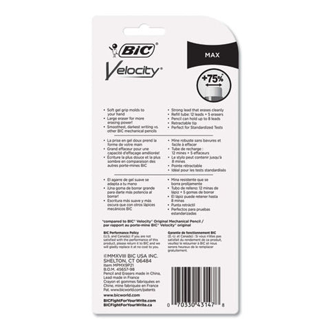 Velocity Max Pencil, 0.9 Mm, Hb (#2), Black Lead, Assorted Barrel Colors, 2-pack