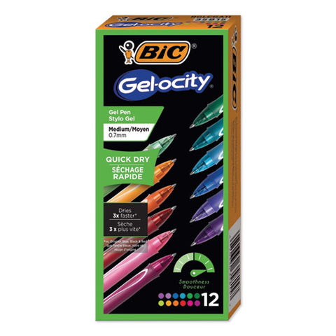 Gel-ocity Quick Dry Retractable Gel Pen, 0.7mm, Assorted Ink-barrel, Dozen