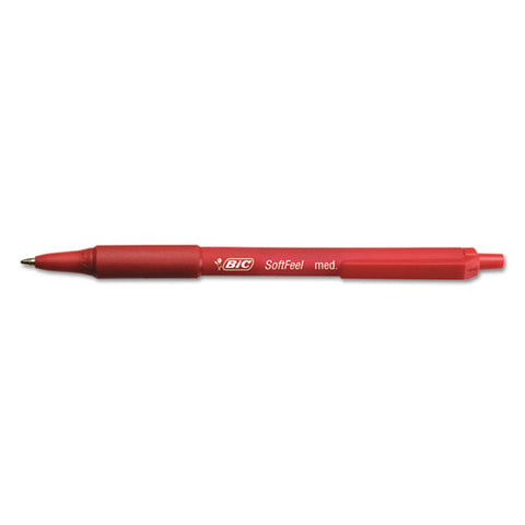 Soft Feel Retractable Ballpoint Pen, Medium 1mm, Red Ink-barrel, Dozen