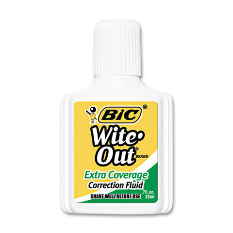 Wite-out Extra Coverage Correction Fluid, 20 Ml Bottle, White, 1-dozen