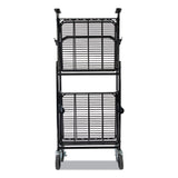 Stowaway Folding Carts, 2 Shelves, 29.63w X 37.25d X 18h, Black, 250 Lb Capacity