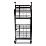 Stowaway Folding Carts, 2 Shelves, 29.63w X 37.25d X 18h, Black, 250 Lb Capacity
