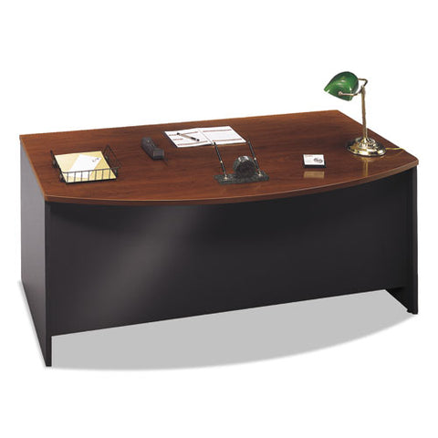 Series C Collection Bow Front Desk, 71.13" X 36.13" X 29.88", Hansen Cherry-graphite Gray