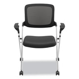 Vl314 Mesh Back Nesting Chair, Black Seat-black Back, Silver Base