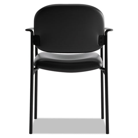 Vl616 Stacking Guest Chair With Arms, Black Seat-black Back, Black Base