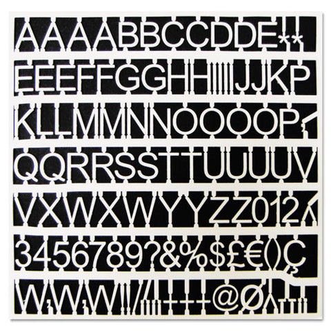 White Plastic Set Of Letters, Numbers And Symbols, Uppercase, 1" Dia.