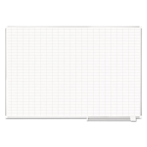 Gridded Magnetic Porcelain Planning Board, 1 X 2 Grid, 72 X 48, Aluminum Frame