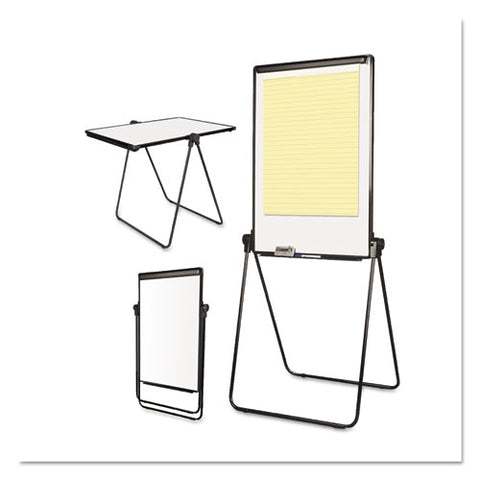Folds-to-a-table Melamine Easel, 28 1-2 X 37 1-2, White, Steel-laminate