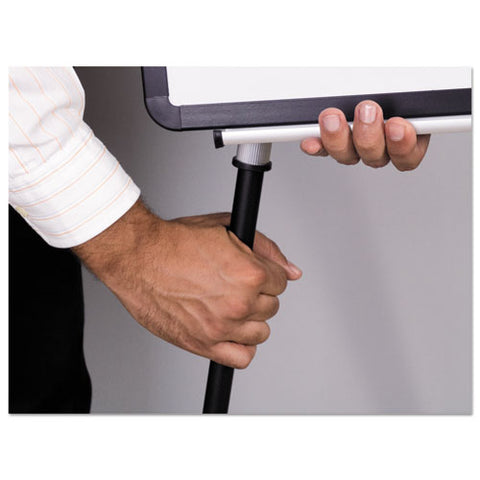 Magnetic Gold Ultra Dry Erase Tripod Easel W- Ext Arms, 32" To 72", Black-silver