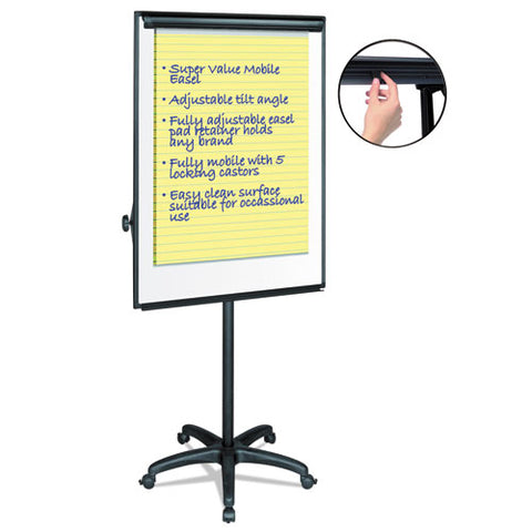 Silver Easy Clean Dry Erase Mobile Presentation Easel, 44" To 75-1-4" High