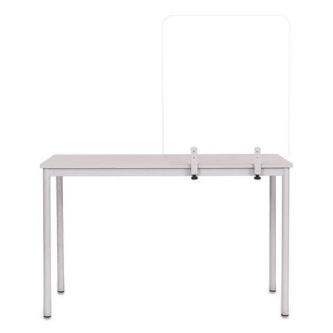 Protector Series Frameless Glass Desktop Divider, 23.6 X 0.16 X 35.4, Clear-aluminum