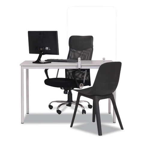 Protector Series Frameless Glass Desktop Divider, 35.4 X 0.16 X 35.4, Clear-aluminum