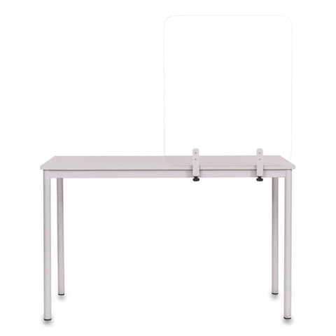 Protector Series Frameless Glass Desktop Divider, 55.1 X 0.16 X 35.4, Clear-aluminum