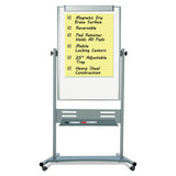 Magnetic Reversible Mobile Easel, Vertical Orientation, 35.4" X 47.2", Board, 80" Tall Easel, White-silver