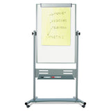 Magnetic Reversible Mobile Easel, Vertical Orientation, 35.4" X 47.2", Board, 80" Tall Easel, White-silver