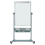 Magnetic Reversible Mobile Easel, Vertical Orientation, 35.4" X 47.2", Board, 80" Tall Easel, White-silver