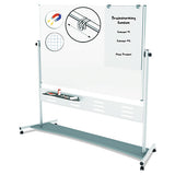 Magnetic Reversible Mobile Easel, Horizontal Orientation, 70.8" X 47.2" Board, 80" Tall Easel, White-silver