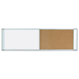 Combo Cubicle Workstation Dry Erase-cork Board, 48x18, Silver Frame