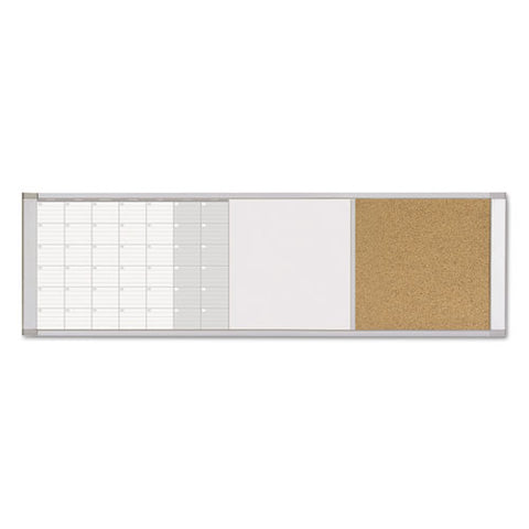 Magnetic Calendar Combo Board, 48 X 18, Aluminum Frame