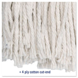 Premium Cut-end Wet Mop Heads, Cotton, 24oz, White, 12-carton
