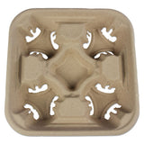 Molded Fiber Cup Carrier Tray, 8-32 Oz, Four Cups, 300-carton