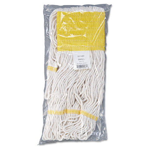 Super Loop Wet Mop Head, Cotton-synthetic Fiber, 5" Headband, Small Size, White, 12-carton