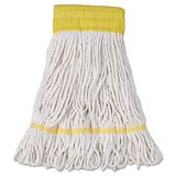Super Loop Wet Mop Head, Cotton-synthetic Fiber, 5" Headband, Small Size, White, 12-carton