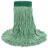Super Loop Wet Mop Head, Cotton-synthetic Fiber, 5" Headband, Medium Size, Green, 12-carton