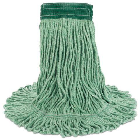 Super Loop Wet Mop Head, Cotton-synthetic Fiber, 5" Headband, Medium Size, Green, 12-carton