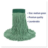 Super Loop Wet Mop Head, Cotton-synthetic Fiber, 5" Headband, Medium Size, Green