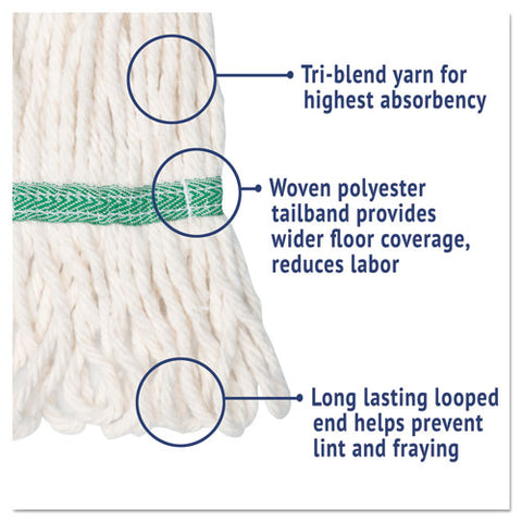 Super Loop Wet Mop Head, Cotton-synthetic Fiber, 5" Headband, Medium Size, White