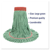 Super Loop Wet Mop Head, Cotton-synthetic Fiber, 5" Headband, Large Size, Green, 12-carton