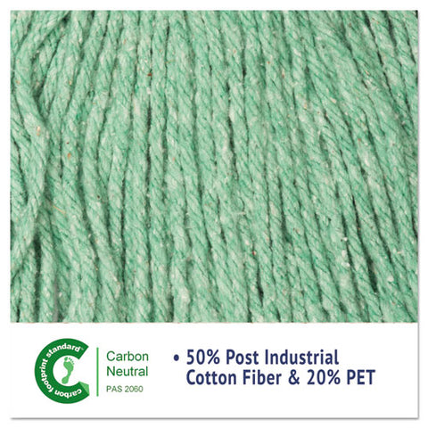Super Loop Wet Mop Head, Cotton-synthetic Fiber, 5" Headband, Large Size, Green, 12-carton