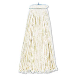 Cut-end Lie-flat Wet Mop Head, Cotton, 16oz, White, 12-carton