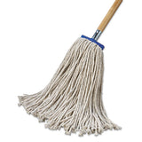 Mop Head, Economical Lie-flat Head, Cotton Fiber, 20oz, White, 12-carton